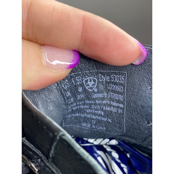 Ariat Black Leather Ankle‎ Boots With Braided Strap Detail & Side Zipper Closure - Picture 7 of 7